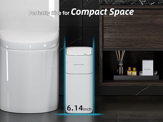 MOPALL Small Bathroom Trash Cans with Lids,Motion Sensor Bathroom Trash Can,Narrow Waterproof Plastic 3.5 Gallon Automatic Adsorption Touchless Garbage Can,White-DeskLoop Office