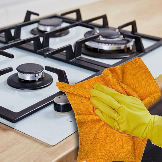 Reusable Microfiber Wipes, 50 Packs, Size 14 inches x 14 inches (Orange)-DeskLoop Office