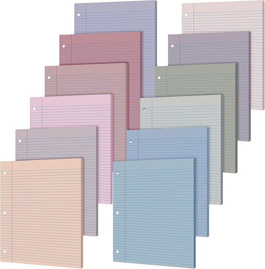 PerKoop 600 Sheets Colored Loose Leaf Paper 8.5" x 11" college ruled Lined 3 Hole Punched notebook Filler Paper for 3 Ring Binders Office School Supplies (Sweet Color)-DeskLoop Office