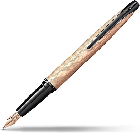 Cross ATX Refillable Fountain Presented in a Luxury Gift Box - Medium Point, Black Ink, Sandblasted Rose Gold-DeskLoop Office