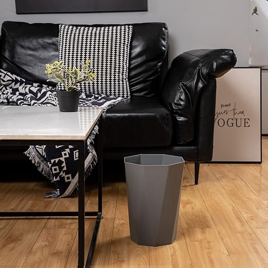 12L Trash Can Wastebasket Plastic Trash Bin Garbage Container Rubbish Can Paper Basket Office Organizer for Bedroom Home Office, 6 Grey-DeskLoop Office
