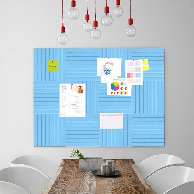 Cork Boards for Walls 48" x 36" Felt Board Alternative, 12 Pack Felt Wall Tiles Bulletin Board, Large Cork Board for Office Pin Board Tack Board Cork Boards
