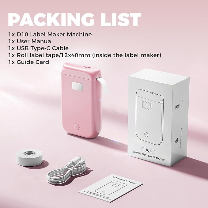 Label Maker Machine with Tape, Label Makers with Multiple Templates, Mini Label Maker Widely Used in Home Office School Organization, Bluetooth Label Printer Easy to Use for Small Labels, Pink-DeskLoop Office