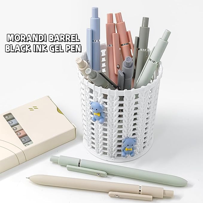 6 Pcs Gel Pens 0.5mm Quick Dry Black Ink Pens Fine Point Smooth Writing Pens, Cute Office and School Supplies Gifts for Women Teacher Students (6 Pcs Morandi Silver)-DeskLoop Office