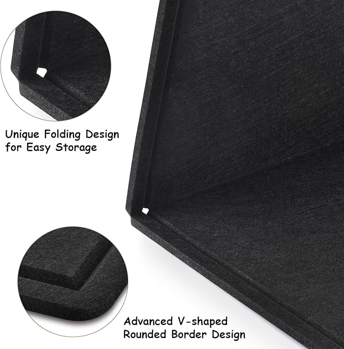 Large Bulletin Board, Foldable 72x48 Inches Cork Board Alternative, Large Felt Board Decorative Pin Board for Wall, Foldable Photo Board Self-Adhesive Vision Board with 36 Pushpins Black-DeskLoop Office