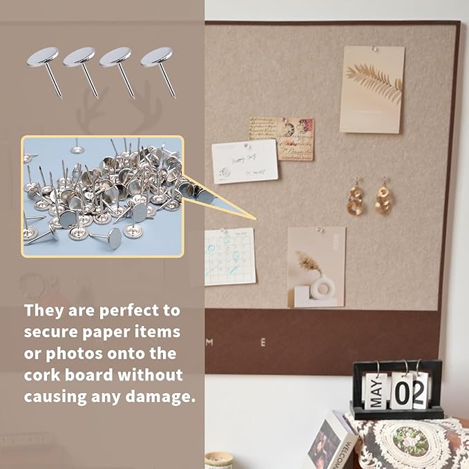 100Pcs Flat Head Upholstery Tacks Home Furniture Decor Tacks Upholstery Nails Flat Push Pins Flat Thumb Tacks Silver (16mmx20mm)-DeskLoop Office