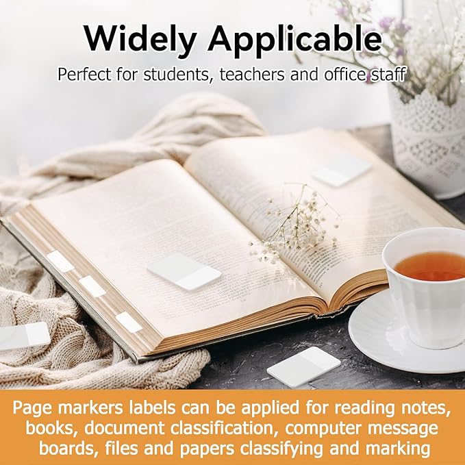 Sticky Index Tabs, Page Markers Writable File Tabs Flags for Notebooks, Binders, File Folders, Books 1.6 x 1 Inch, White (480 Pieces)-DeskLoop Office