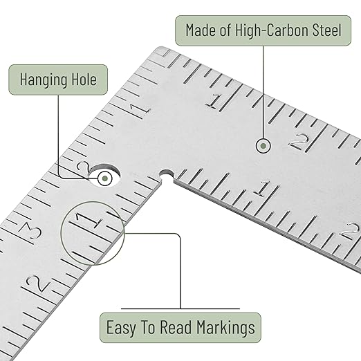 Mr. Pen- Framing Square, 8 x 12 Inch, Silver, Right Angle Ruler, L Shape Ruler, Metal Square-DeskLoop Office