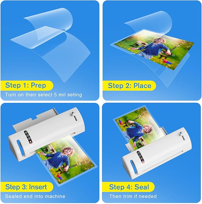 KTRIO 5 Mil Laminating Sheets 150 Pack, Various Sizes Thermal Laminating Pouches, Clear Laminate Sheets for Letter Size, Photos, Notecards, ID Badges, Business Cards, Compatible with Laminators-DeskLoop Office