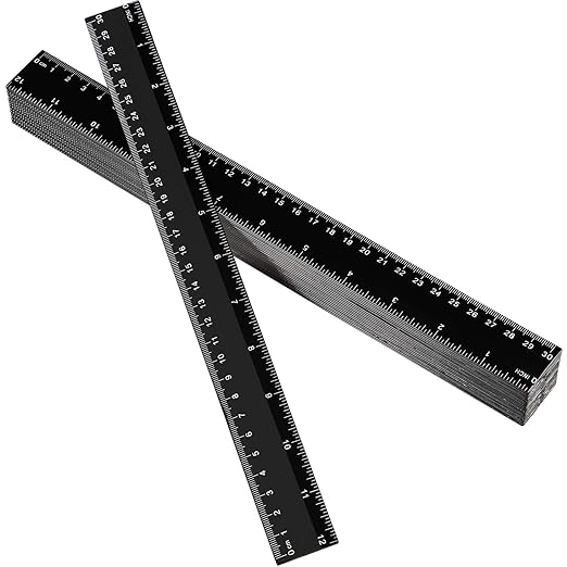 50 Pack Black Plastic Ruler, 12 Inch Standard/Metric Rulers Straight Ruler Measuring Tool for Student School Office (Black)-DeskLoop Office