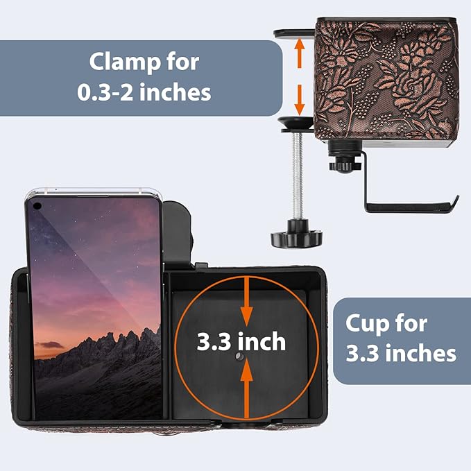 Desk Cup Holder Clip on Pen Holder Headphone Hanger Headset Stand Rotatable Clamp Hook Under Desk (Golden)-DeskLoop Office