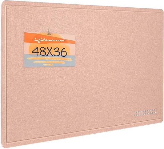 Large Bulletin Board - 48 x 36 Inches, Decorative Felt Pin Board for Wall - 4' x 3' Foldable Photo Display Board with Self-Adhesive Tape,Includes 20 Push Pins - Mauvey Pink-DeskLoop Office