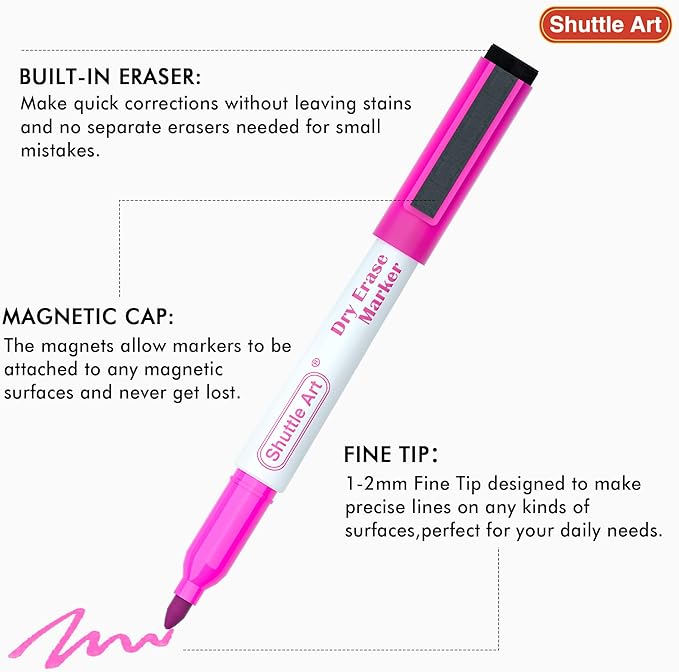 Shuttle Art Dry Erase Markers, 20 Pack 17 Colors Whiteboard Markers,Bundled with 3 Extra Black,Fine Tip Dry Erase Markers for Kids,Perfect for Writing on Dry-Erase Surfaces,School Office Supplies-DeskLoop Office