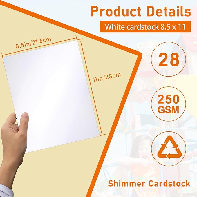 28 Sheets White Shimmer Cardstock 8.5 x 11 Certificate Paper, 92lb Heavyweight Paper Card Stock for Wedding Invitations, School Crafting, Business Cards, Making Cards, Graduations, Menus-DeskLoop Office
