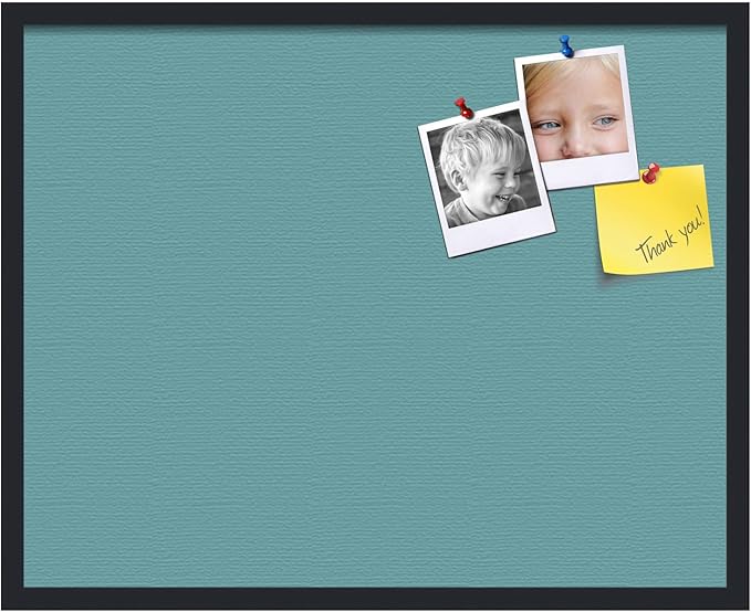 PinPix 30x24 Inch Cork Bulletin Board. This Decorative Framed Pin Board Comes with Aqua Pastel Design and a Satin Black Frame. Ideal for Home Office Decor or Message Board (PinPix-1806)-DeskLoop Office