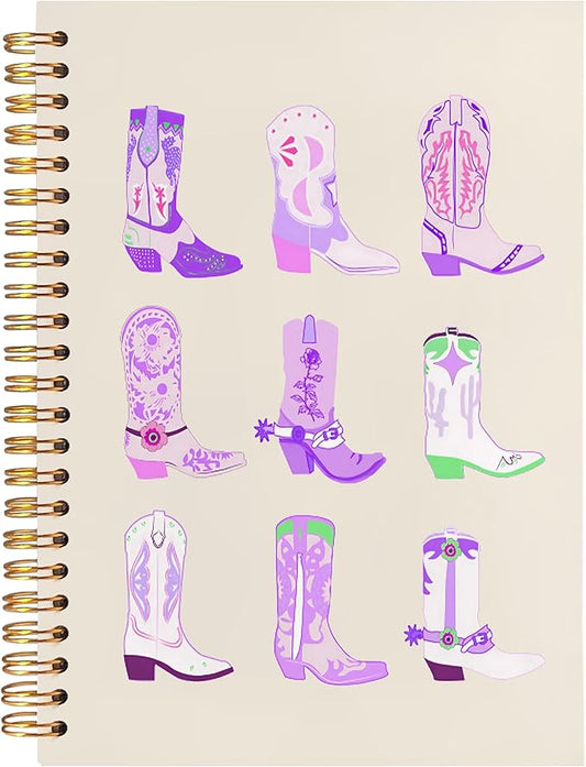 BearCake Purple Cowgirl Boot Notebook, Cowgirl Stuff, Cowgirl Gifts, Western Office Supplies, Western Stuff for Women, Boho Western Notebook Journal 5.5x8.3-DeskLoop Office