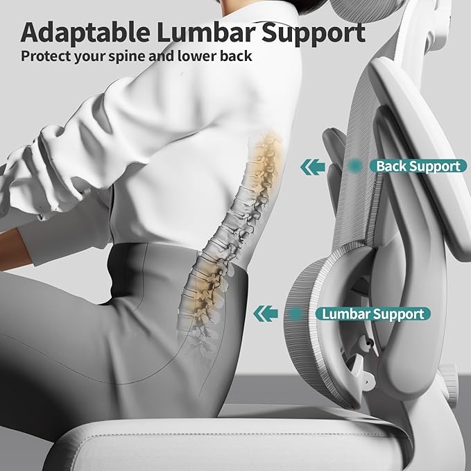 TRALT Office Chair Ergonomic Desk Chair, 330 LBS Home Mesh Office Desk Chairs with Wheels, Comfortable Gaming Chair, High Back Office Chair for Long Hours (White)-DeskLoop Office