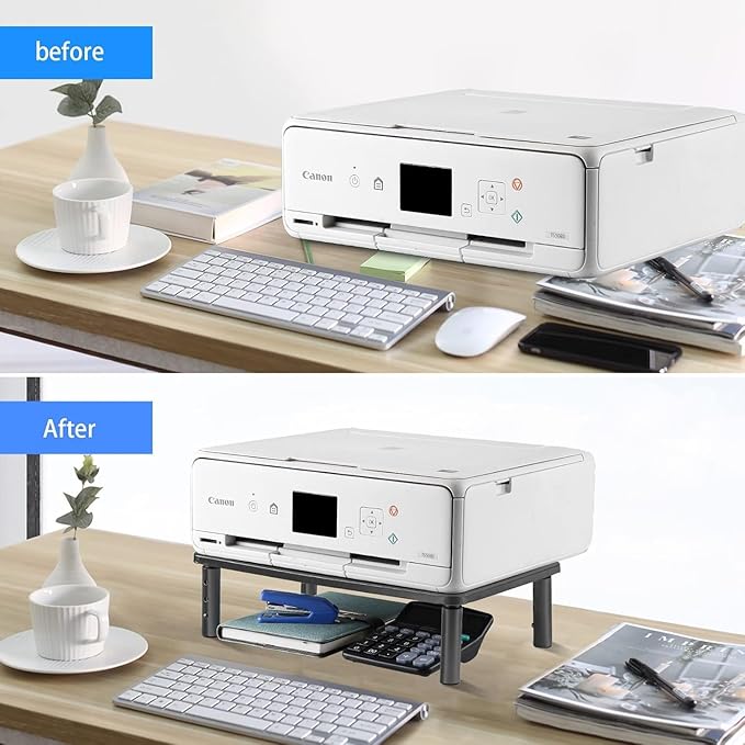 suptek Computer Monitor Stand Riser,Monitor Riser for Laptop, Printer, Notebook and All Flat Screen TV Display with Vented Platform,3 Height Adjustable Laptop Riser,1 Pack,Black(MST003)-DeskLoop Office