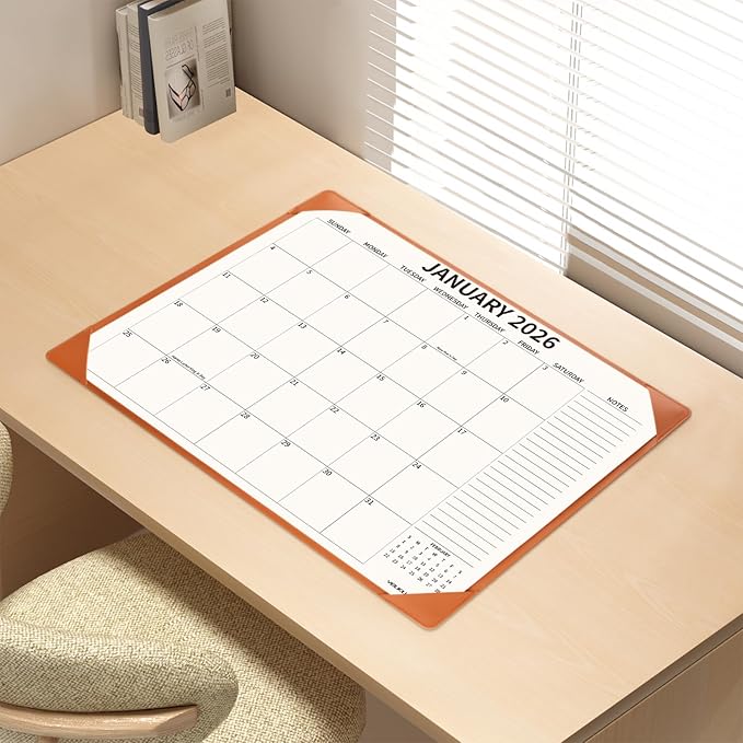 Desk Calendar 2025-2026 with Desktop Mat, 22x17 inch Large Desk Pad Calendar July 2025 to June 2026, Big Desk Planner for Home Office and School, Brown-DeskLoop Office