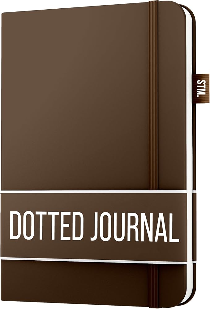 Scribbles That Matter A5 Bullet Dotted Journal Notebook | Vegan Hard Cover, 120gsm bleedproof thick paper, 150 pages, 5.75 x 8.5in, 2 bookmarks, tab stickers, penloop | For Work | Brown-DeskLoop Office