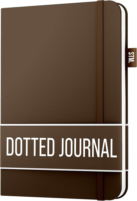 Scribbles That Matter A5 Bullet Dotted Journal Notebook | Vegan Hard Cover, 120gsm bleedproof thick paper, 150 pages, 5.75 x 8.5in, 2 bookmarks, tab stickers, penloop | For Work | Brown-DeskLoop Office
