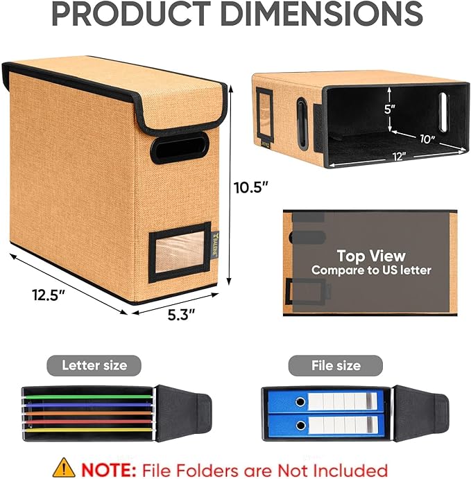 BALEINE File Organizer Box with Lid, Collapsible File Folder Organizer with Plastic Slide, Hanging File Folder Box for Office Document Storage (1 Pack, Orange, S)-DeskLoop Office
