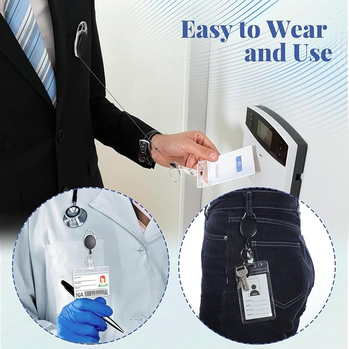 Honoson 110 Pcs Heavy Duty Retractable Badge Reels Batch ID Badge Holder - Image 6