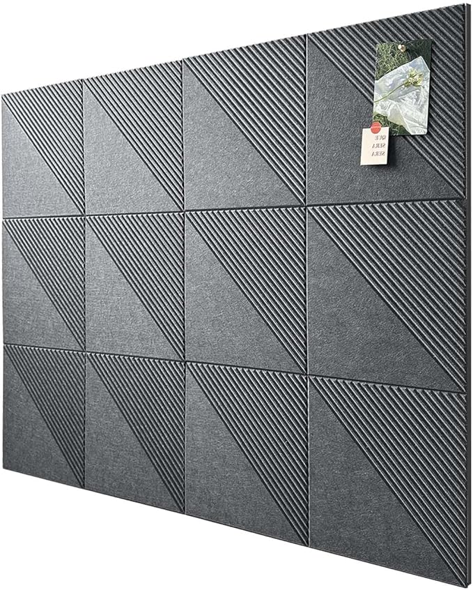 Large Cork Board for Walls 48"x 36", 12 Pack Felt Wall Tiles with Safe Removable Adhesive Tabs, Cork Board for Office,Pinboard Bulletin Board - Dark Gray-DeskLoop Office