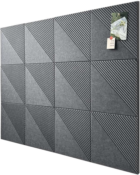 Large Cork Board for Walls 48"x 36", 12 Pack Felt Wall Tiles with Safe Removable Adhesive Tabs, Cork Board for Office,Pinboard Bulletin Board - Dark Gray-DeskLoop Office