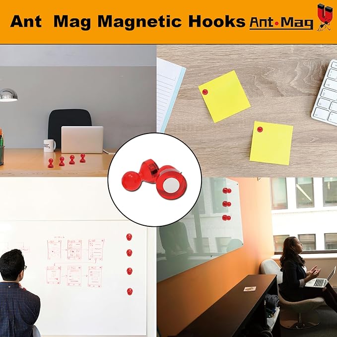 Ant Mag Magnetic Push Pins 48pcs Strong Whtieboard Pins Magnets Perfect Use for Map Fridge Kitchen Home Office Classroom-DeskLoop Office