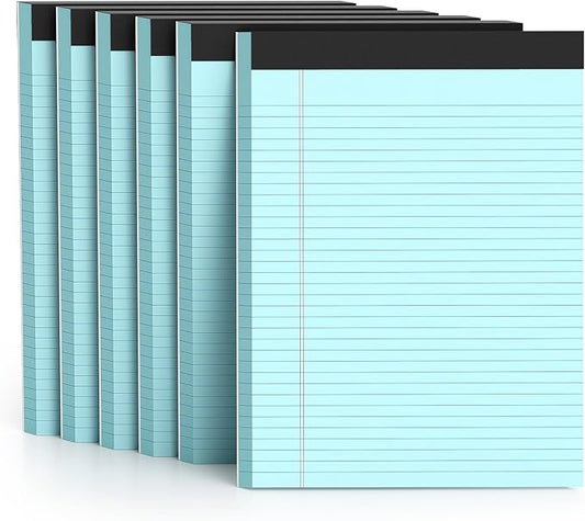 300 Sheets Blue Legal Pads 8.5 x 11 College Ruled Paper 6-Pack Note Pads Narrow Ruled 50 Sheets per Notepad Perforated Writing Pad Durable Sturdy Back 8x11 Pads of Paper-DeskLoop Office