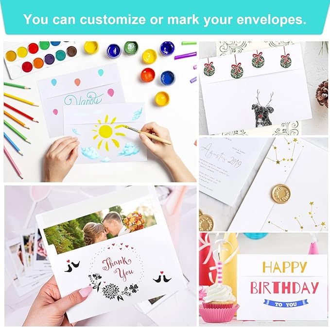 Joyberg 50 Packs 5x7 Envelopes, White A7 Envelopes for Invitations, Printable, Self Seal for Weddings, Invitations, Photos, Postcards, Greeting Cards, Mailing-DeskLoop Office