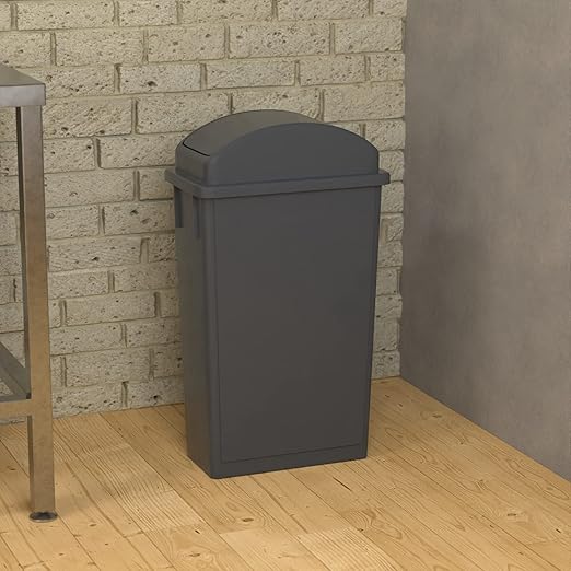23 Gallon Gray Slim Jim Trash Can with Swing Top Lid-DeskLoop Office