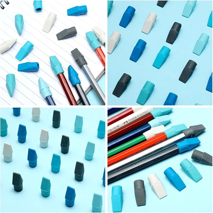 240 Pcs Pencil Top Erasers Cap Bulk Cute Pencil Toppers Erasers School Office Supplies for Students Teachers Art School Office Classroom Supplies(Blue)-DeskLoop Office