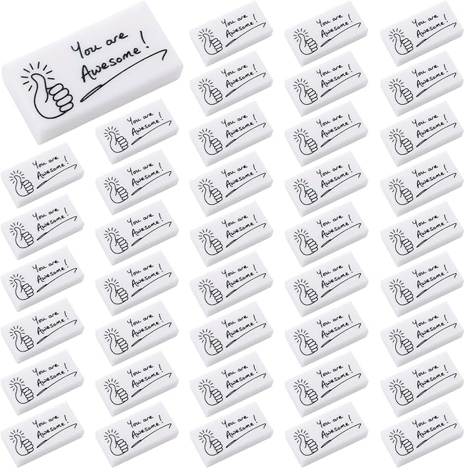Fuutreo 100 Pcs Welcome Back to School Gifts for Students Inspirational Pencil Erasers Bulk You are Awesome White Cute Fun Erasers First Day of School Gifts Classroom Prizes from Teachers-DeskLoop Office