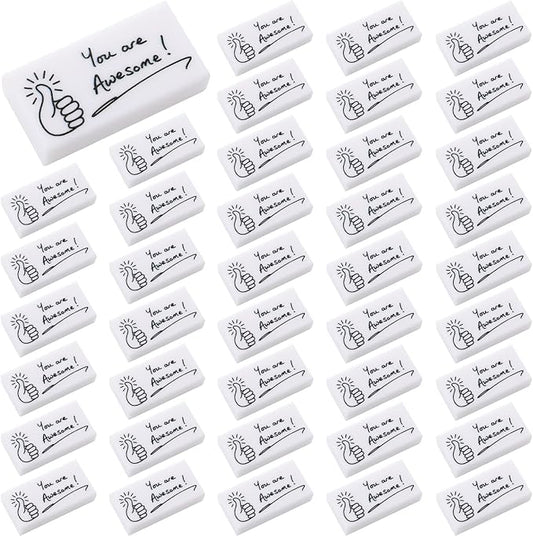 Fuutreo 100 Pcs Welcome Back to School Gifts for Students Inspirational Pencil Erasers Bulk You are Awesome White Cute Fun Erasers First Day of School Gifts Classroom Prizes from Teachers-DeskLoop Office