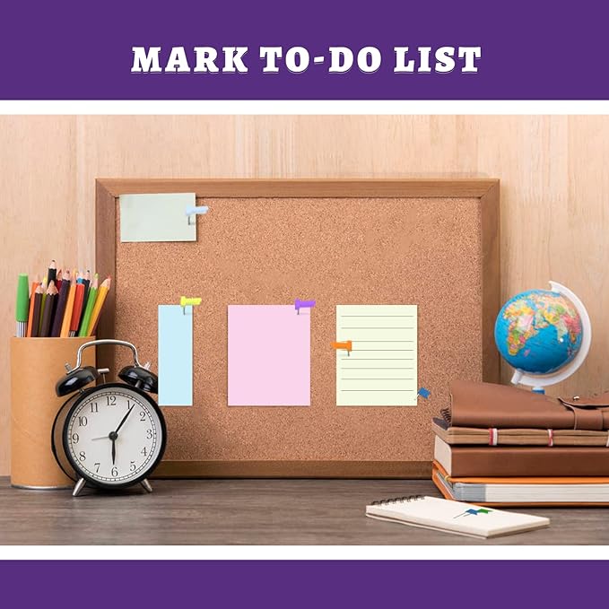 Colored Flag Travel Map Push Pins, 400 Pack Multicolored Decorative Map Tacks Assorted 8 Colors, Plastic Head for Cork Bulletin Board, Picture Hanging at Home Office School-DeskLoop Office