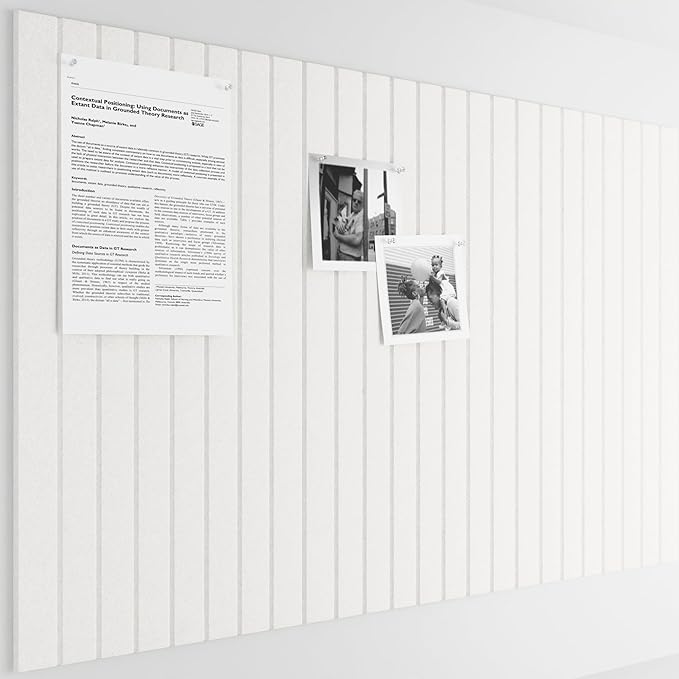 Bumusty Large Cork Board Alternative-36 x24 Felt Bulletin Board Tiles, with 30 Pushpins, 40 Adhesive Tabs, 6-Pack Slat Wall Paneling, Cork Boards for Office Push Pin Board Felt Board-Milky White-DeskLoop Office