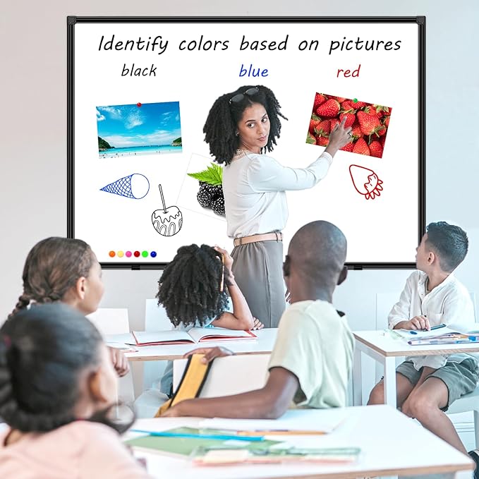 H-Qprobd White Board Dry Erase 4' X 3', Magnetic Dry Erase Board for Wall 48" X 36" Aluminum Frame, Hanging Whiteboard for Home, School, Office, Kitchen-DeskLoop Office