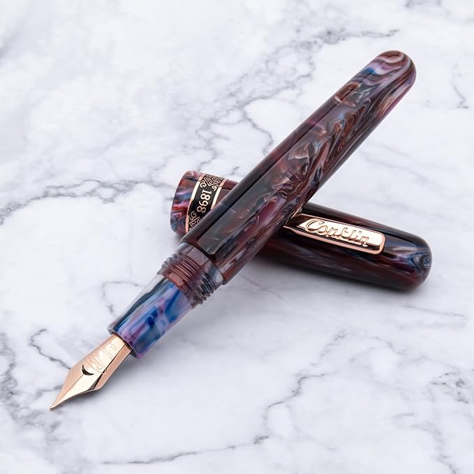 Conklin 1898 Fountain Pen, Misto Purple - 14KT Gold Medium Nib | Unique Resin Pen with 14KT Gold Nib | JoWo Stainless Steel Nib Made in Germany | Ideal Gift for Professionals-DeskLoop Office