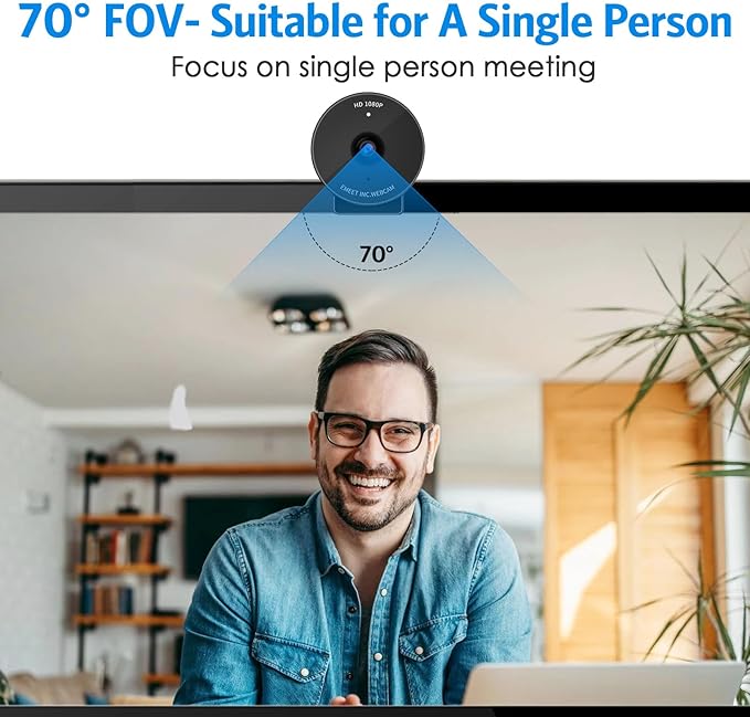 EMEET 1080P Webcam - USB Webcam with Microphone & Physical Privacy Cover, Noise-Canceling Mic, Auto Light Correction, Fixed Focus, C950 Ultra Web Cam w/ 70°View for Meeting/Online Classes/Zoom/YouTube-DeskLoop Office