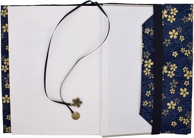 BLBMH 5.5x8.5 inch Book Covers for Paperbacks Adjustable Book Cover for Women Book Lovers Gifts Bible Novels Journal Soft Cloth Protector - Blue Sakura 8.5in-DeskLoop Office