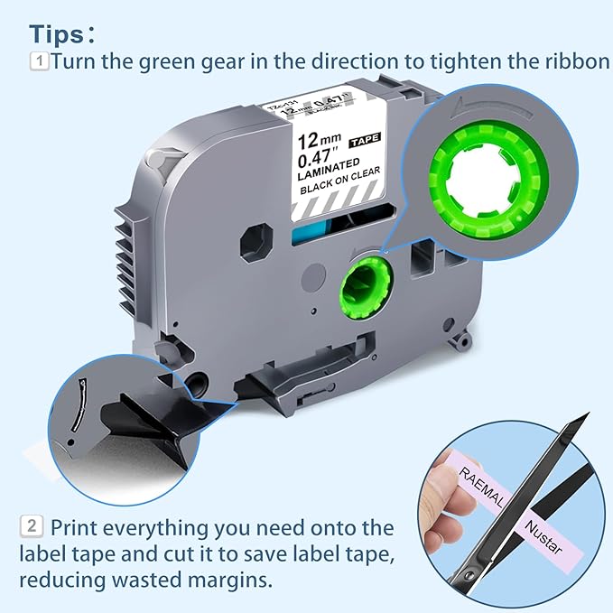 Compatible with Brother P Touch Colored Label Tape TZe 131 231 MQ531 MQP35 MQE35 Pastel Label Maker Tape Made for Brother P-Touch PT-D210 PT-D220 Label Maker, Clear/White/Purple/Pink/Blue-DeskLoop Office