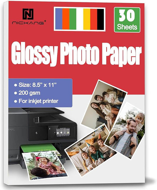 Glossy Photo Paper 8.5x11, 53 LB/200 gsm, 30 Sheets, Letter Size, Photo Paper for Inkjet Printer, Photo Printer Paper, Picture Paper-DeskLoop Office