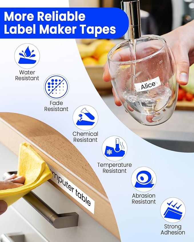 Airmall Replace for Brother Label Maker Tape TZe-231 TZe TZ Tape 12mm 0.47 Inch Laminated White TZe231 Black on White Compatible with Brother P-Touch 1/2" PT-D210 D220 H110 D400 D410 1280, 10-Pack-DeskLoop Office