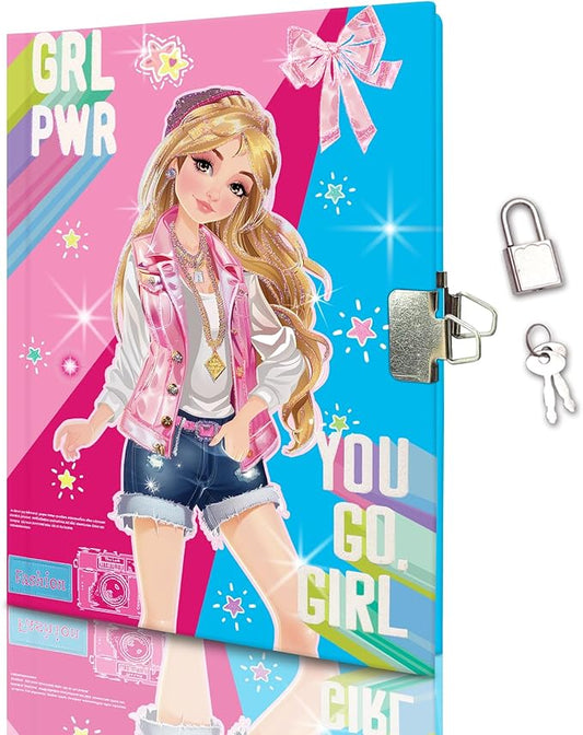 Girls Diary with Lock for Kids, 7x5.25 Inches 160 Lined Pages Secret Pink Girly Notebook for Girls Journal with Lock for Kids Pre School Writing Drawing Cute Girls Gifts for Birthday-DeskLoop Office