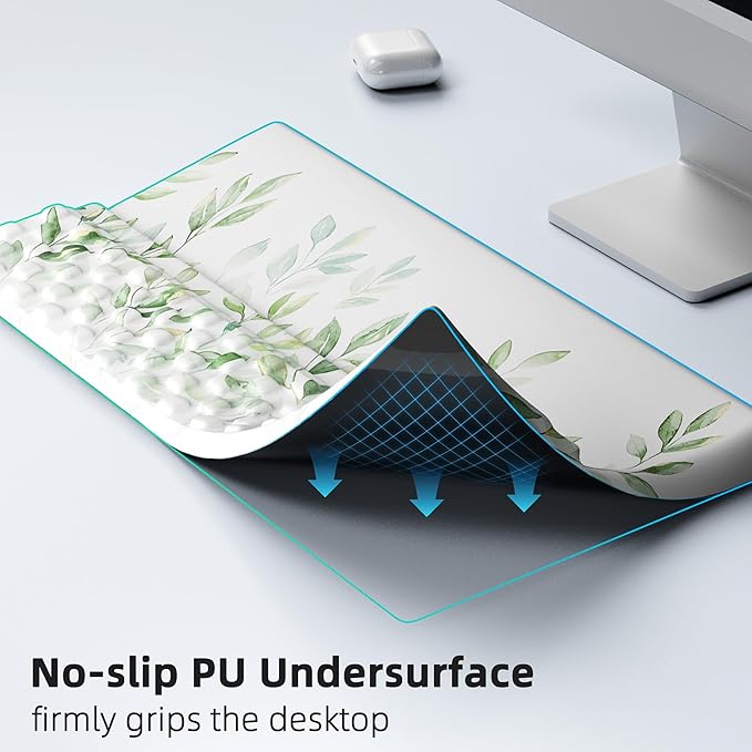Ospelelf Keyboard Wrist Rest Pad Comfy Ergonomic Keyboard Stand Holder Office Desk Accessories Work from Home Essentials Green Leaves Pattern-DeskLoop Office