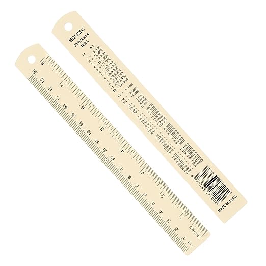 PATIKIL 20cm/8" Metal Ruler, 2 Pack Aluminum Alloy Rulers with Centimeters, Millimeters, Inches and Conversion Table Straight Edge Ruler for Writing Machinist Drafting, Yellow-DeskLoop Office