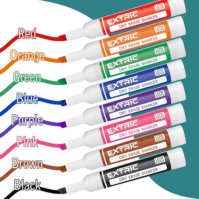 EXTRIC Dry Erase Markers Bulk 48 Pack, Whiteboard Markers Bulk 8 Colors Chisel Tip White Board Marker, Thick Dry Erase Marker for Teachers and Students-DeskLoop Office