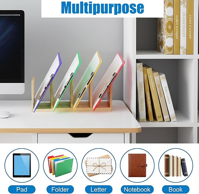 Lawei 2 Pack Wooden Mail Sorter, 4 Slot Desk File Organizer - Image 8